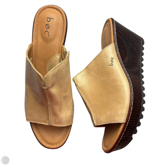 Sandals Heels Wedge By Boc In Tan, Size: 10
