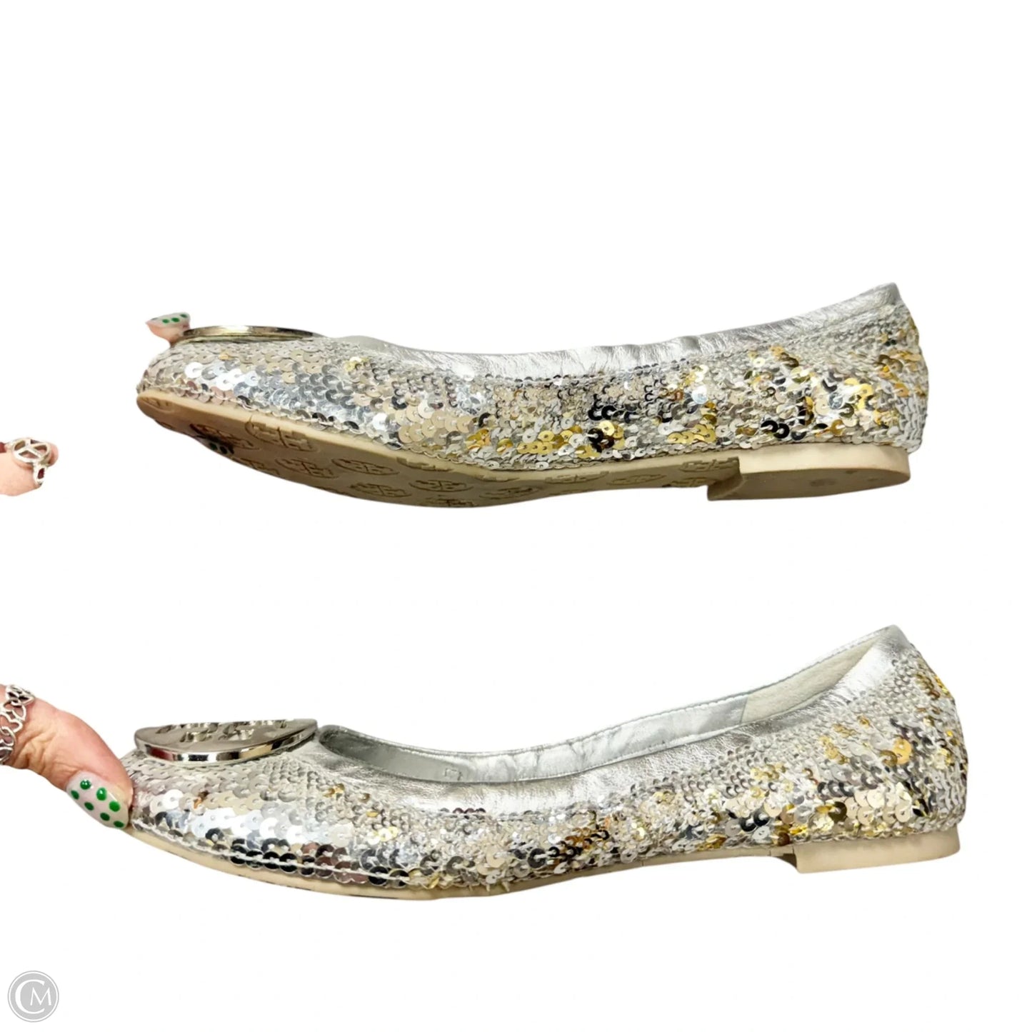 Shoes Designer By Tory Burch In Silver, Size: 6