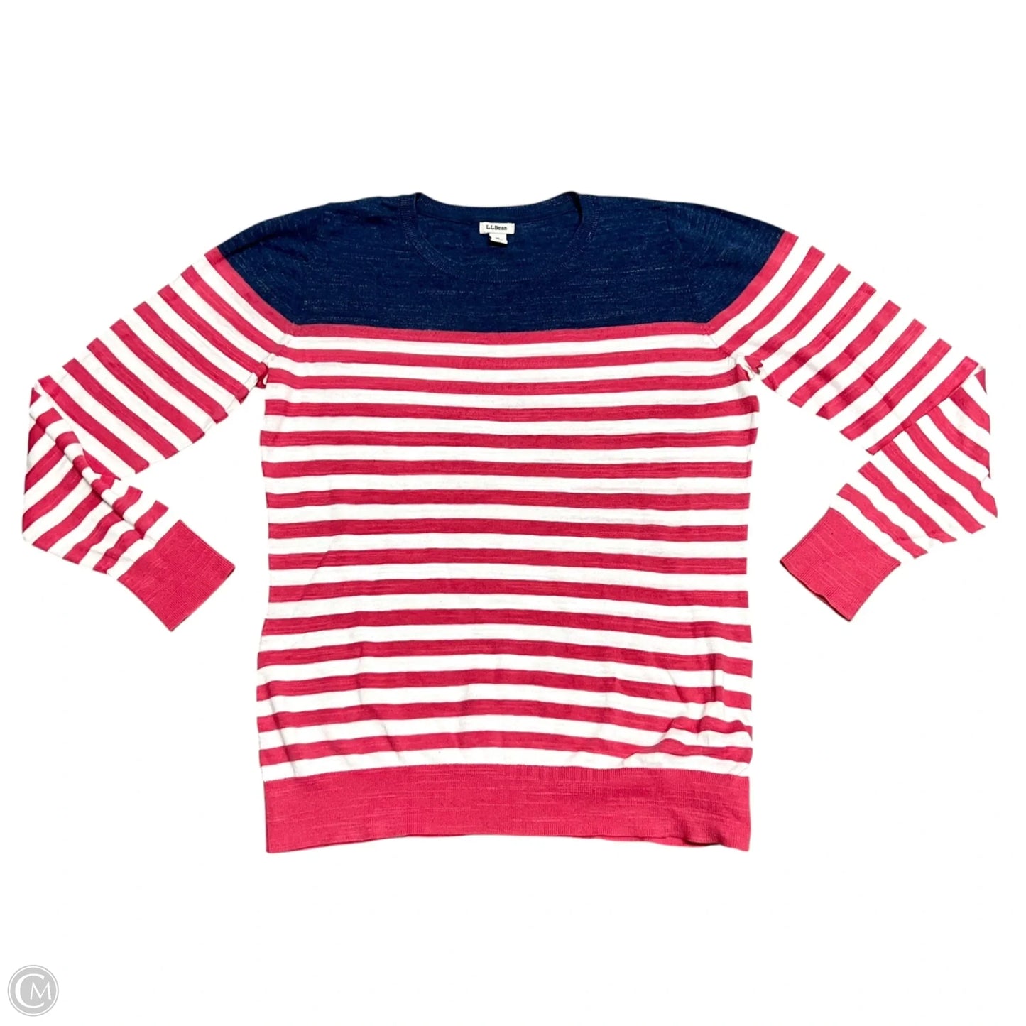 Top Long Sleeve By L.l. Bean In Blue & Red & White, Size: M