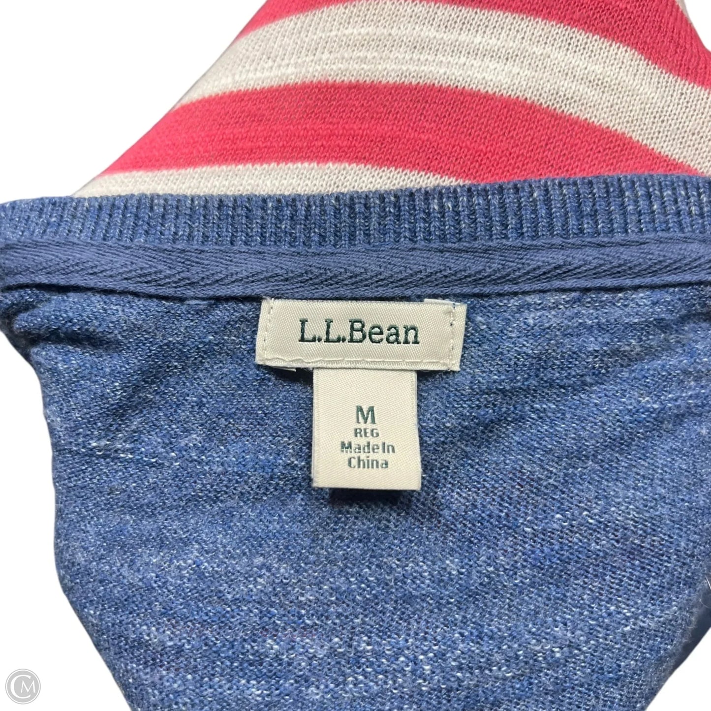 Top Long Sleeve By L.l. Bean In Blue & Red & White, Size: M