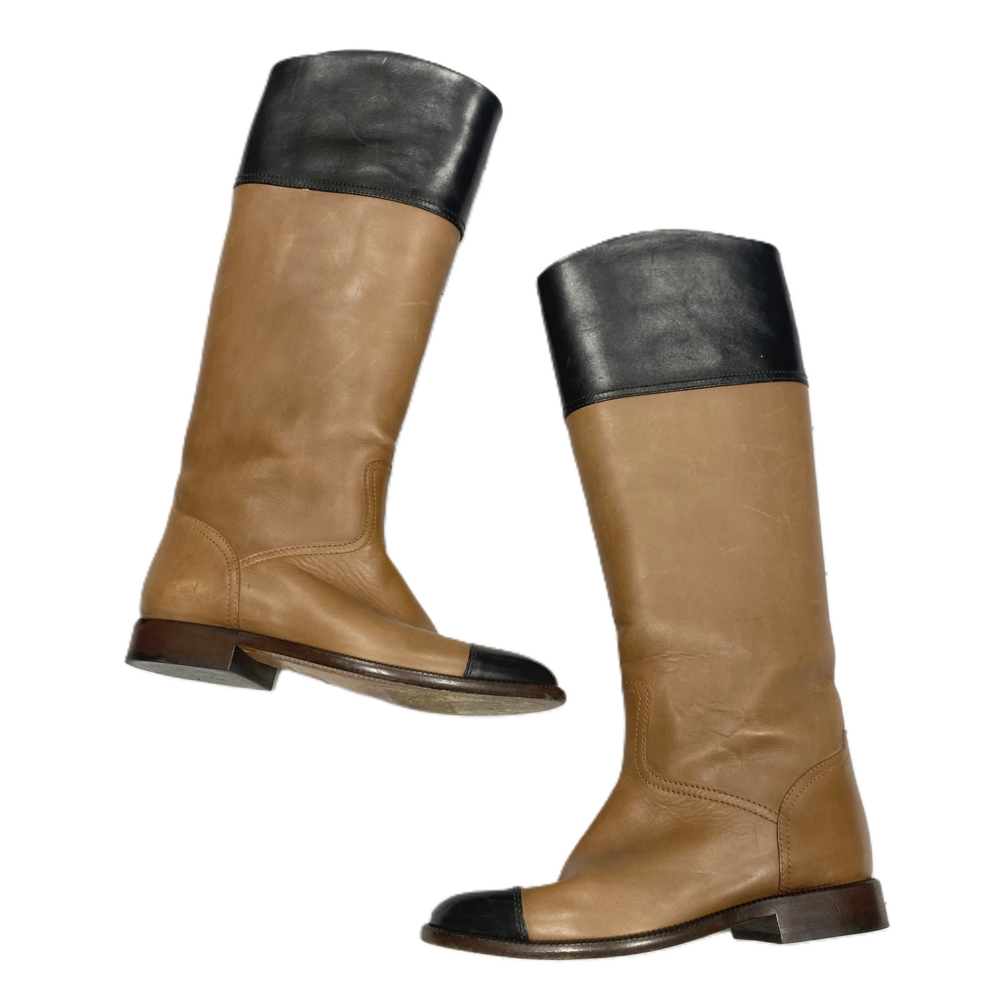 Brown Boots Luxury Designer By Chanel, Size: 6.5