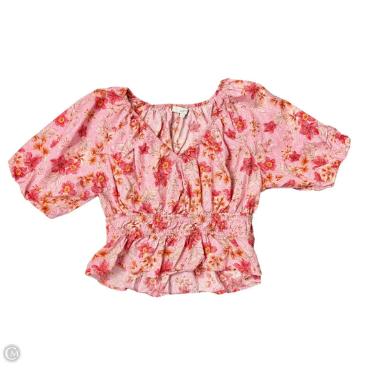 Top Short Sleeve By Loft In Pink & Red, Size: Xl