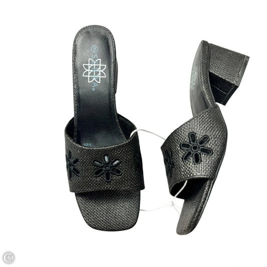 Sandals Heels Wedge By Serra In Black, Size: 9