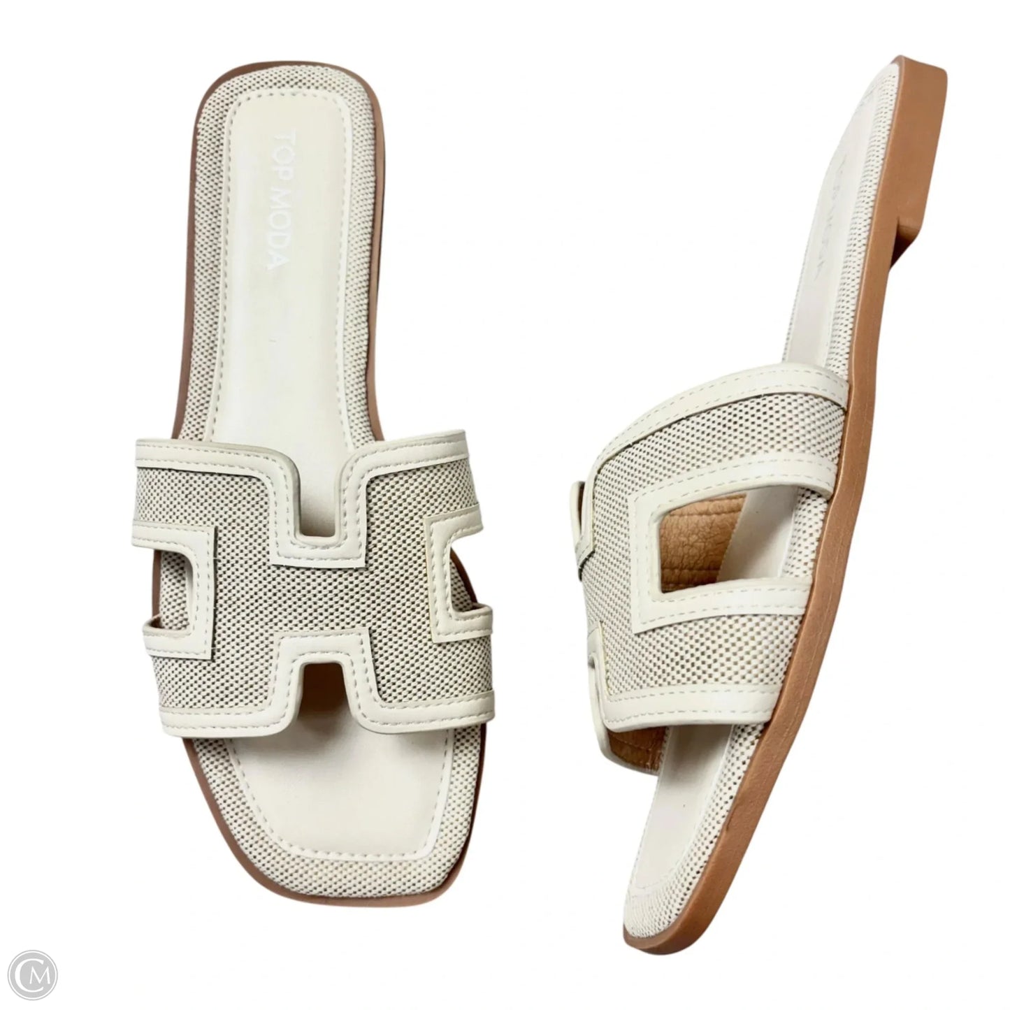 Sandals Flats By Top Moda In Cream, Size: 8.5