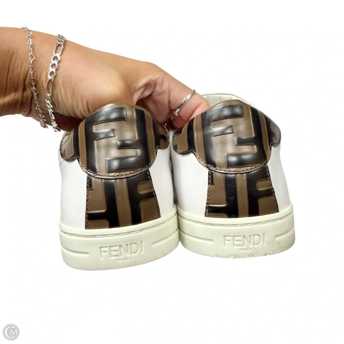 Shoes Luxury Designer By Fendi In White, Size: 9.5