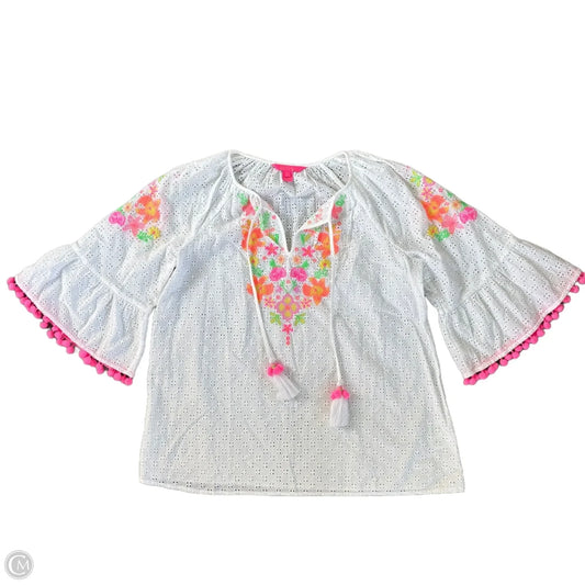 Top Long Sleeve Designer By Lilly Pulitzer In White, Size: S
