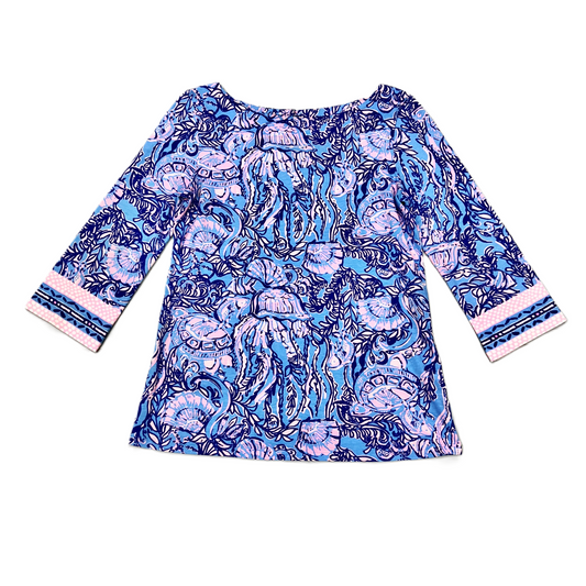 Top Long Sleeve Designer By Lilly Pulitzer In Pink Blue, Size: Xs