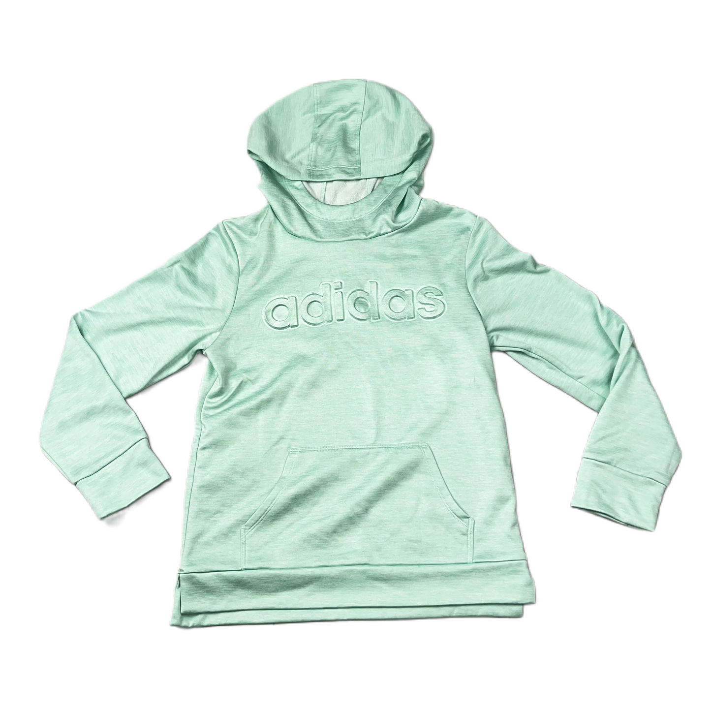 Green Athletic Top Long Sleeve Hoodie By Adidas, Size: L