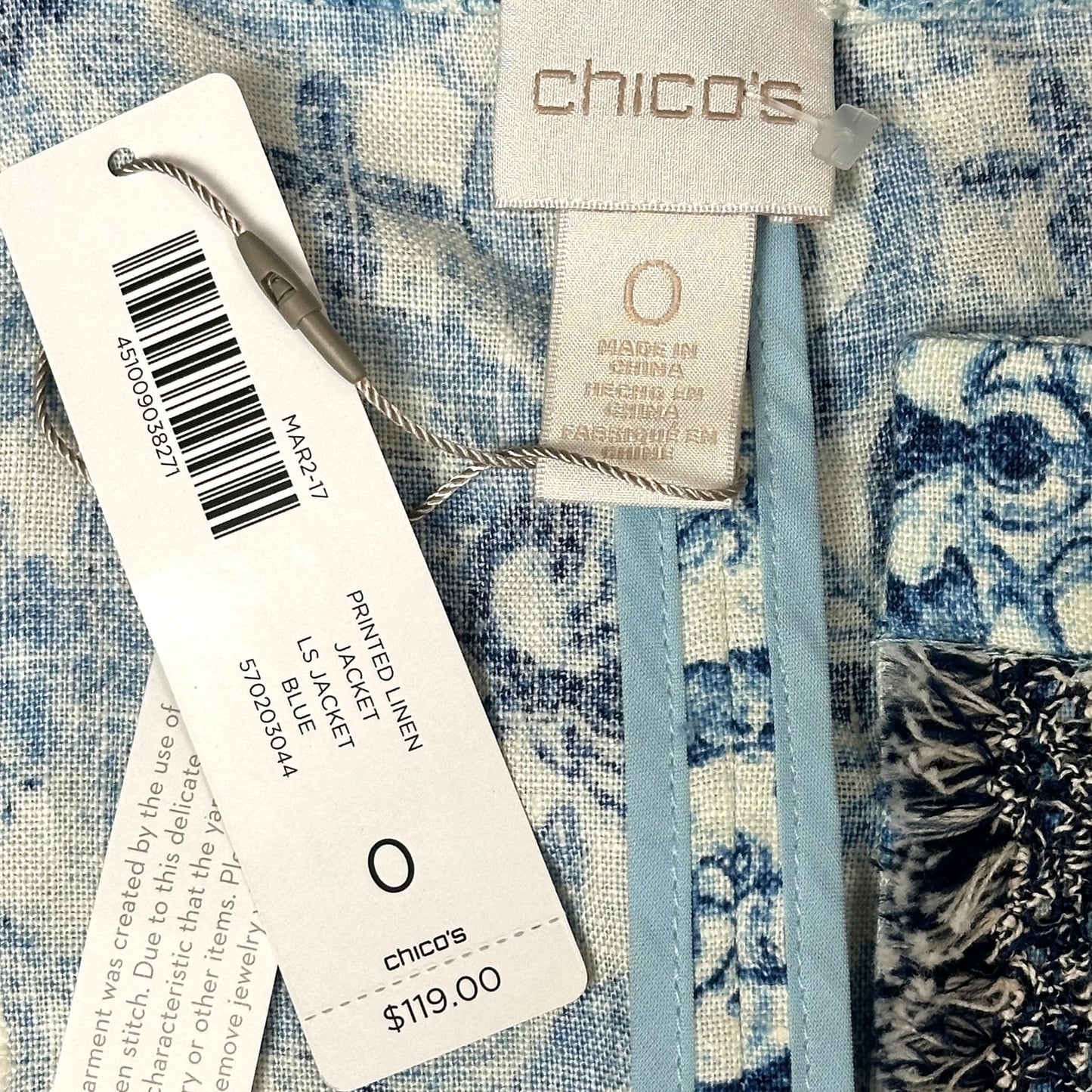 Kimono By Chicos In Blue & White, Size: S