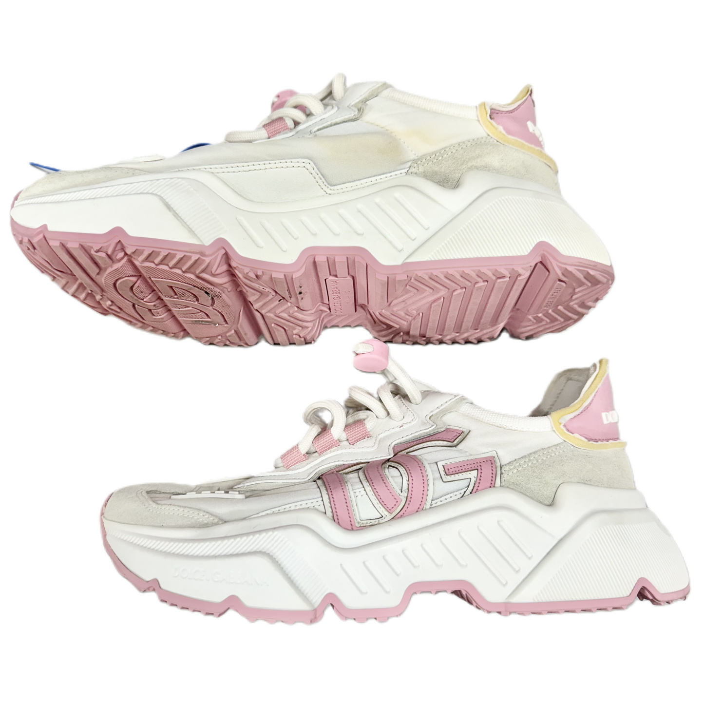 Shoes Luxury Designer By Dolce And Gabbana In Pink & White, Size: 9.5