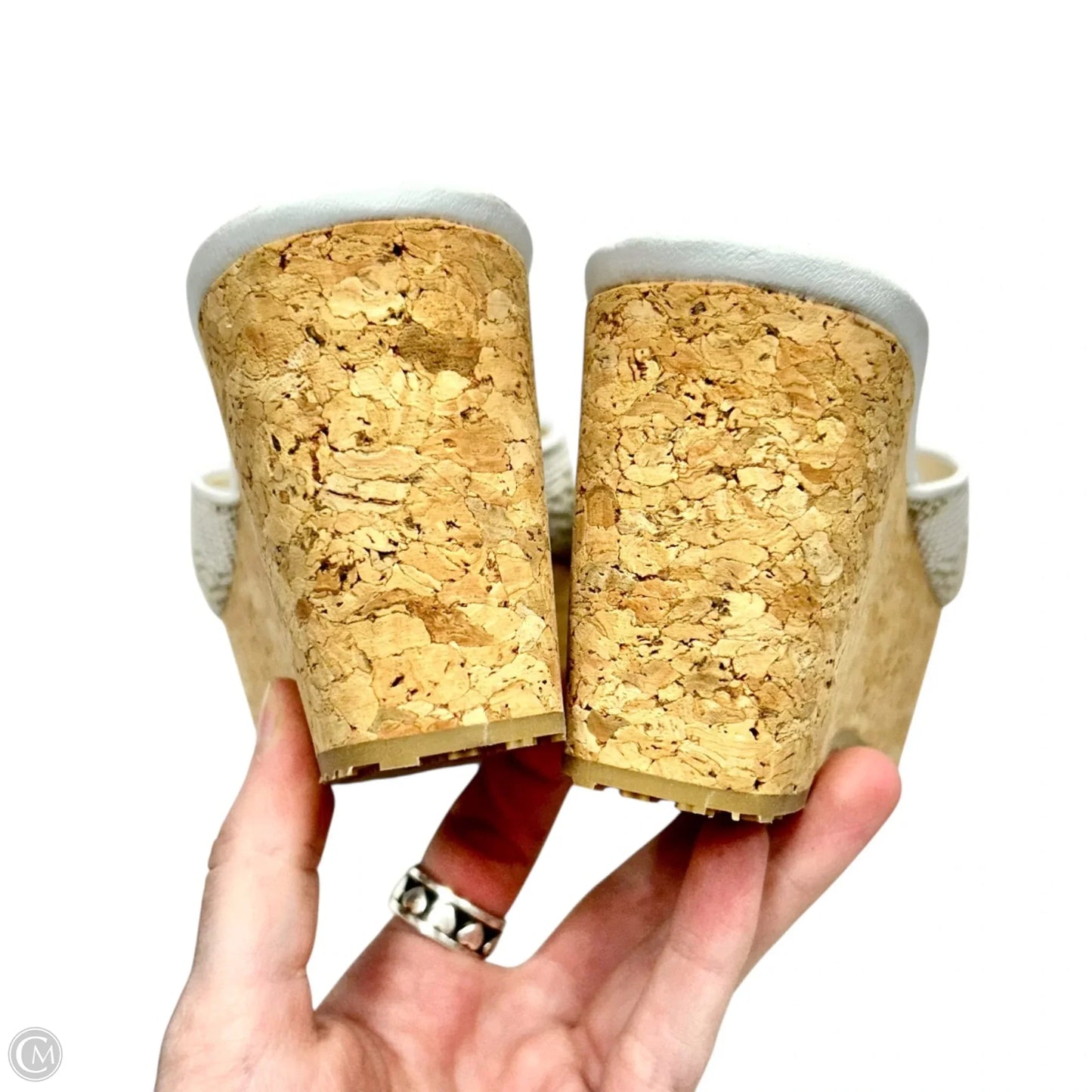 Sandals Luxury Designer By Jimmy Choo In White, Size: 6.5