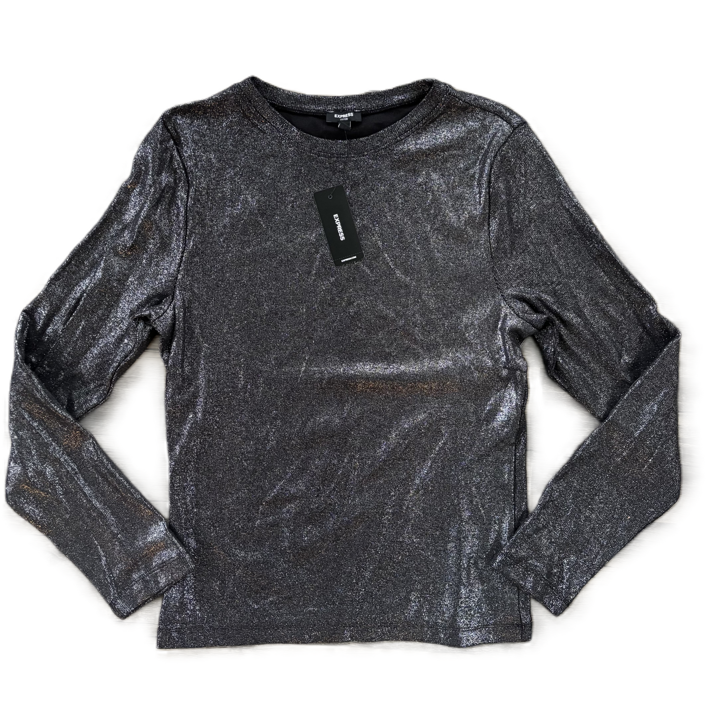 Top Long Sleeve By Express In Silver, Size: L