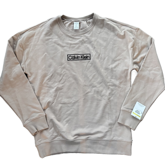 Sweatshirt Crewneck By Calvin Klein In Tan, Size: M