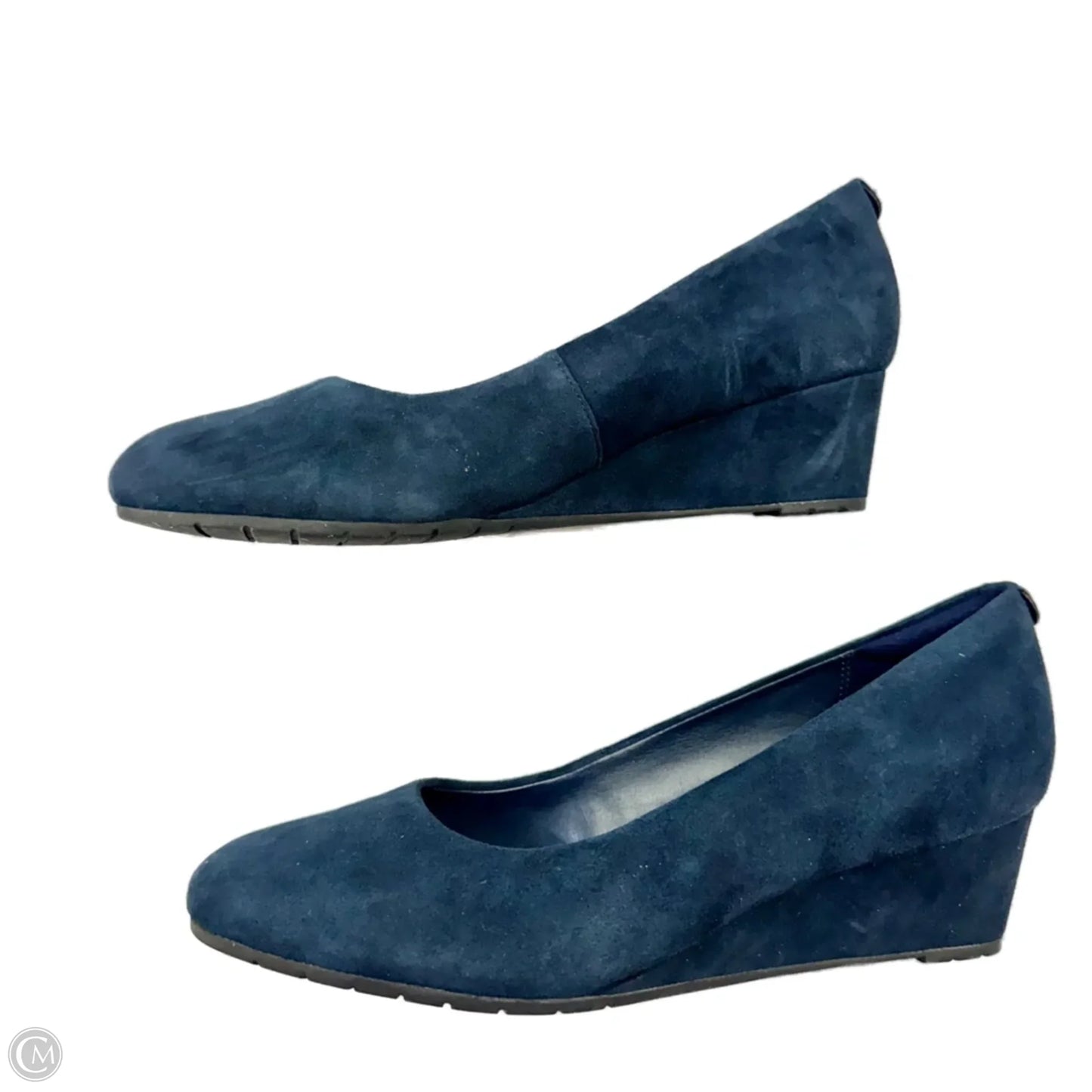 Shoes Heels Wedge By Clarks In Navy, Size: 7.5