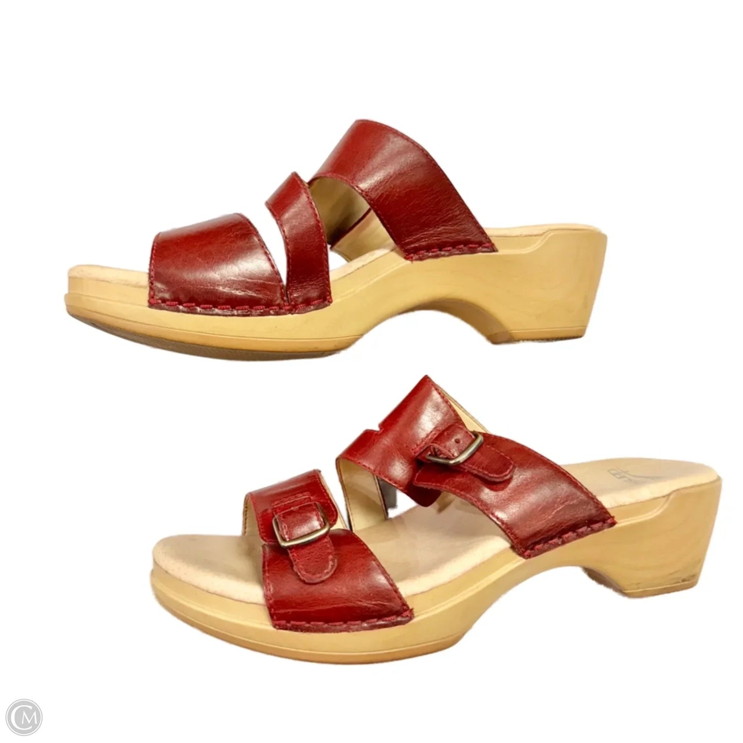Sandals Heels Block By Dansko In Maroon, Size: 7.5