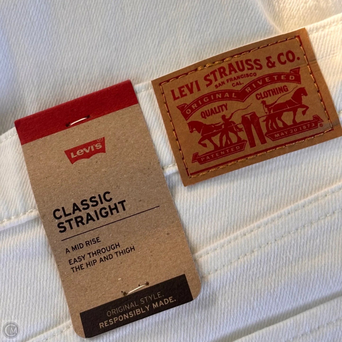 Jeans Straight By Levis In White Denim, Size: 14