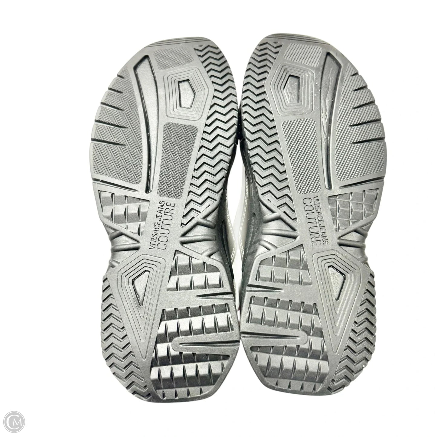 Shoes Luxury Designer By Versace In Black & White, Size: 8.5