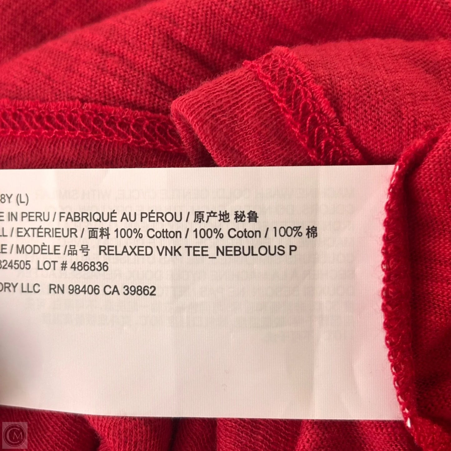 Top Short Sleeve Basic By Theory In Red, Size: L