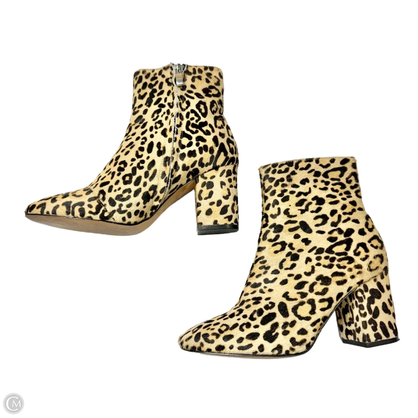Boots Ankle Heels By Halogen In Leopard Print, Size: 6.5