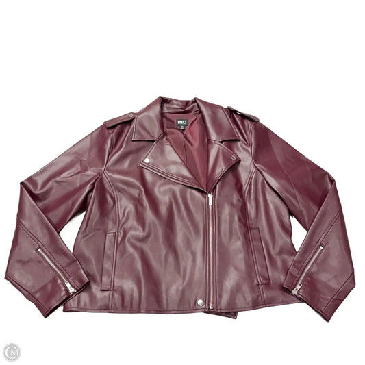 Jacket Moto By Inc In Maroon, Size: Xxl