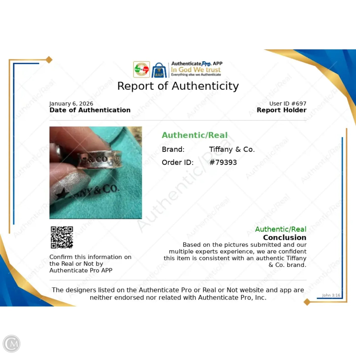 Ring Luxury Designer By Tiffany And Company, Size: 7