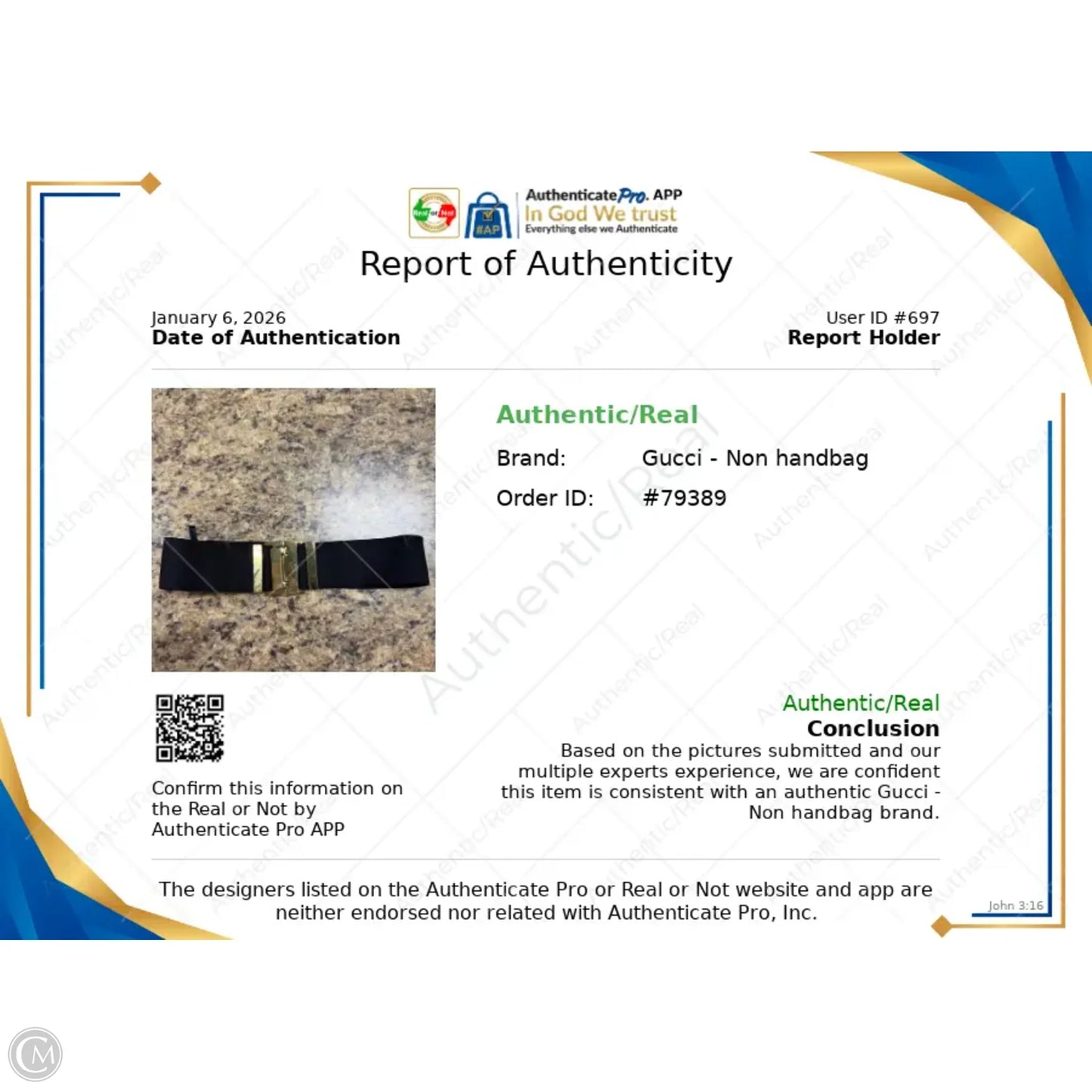 Belt Luxury Designer By Gucci, Size: XS