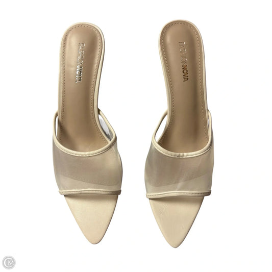 Sandals Heels Kitten By Fashion Nova In Cream, Size: 9