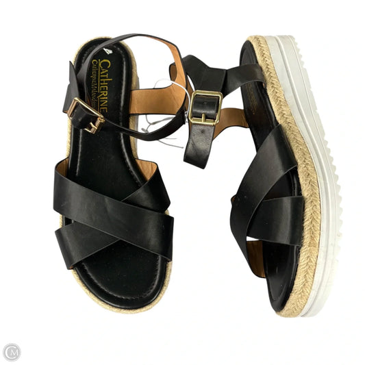 Sandals Heels Wedge By Catherine Malandrino In Black, Size: 7.5