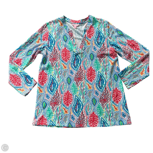 Top Long Sleeve Designer By Lilly Pulitzer In Blue & Red & White, Size: Xl