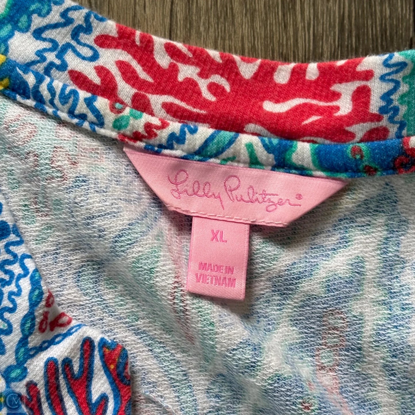 Top Long Sleeve Designer By Lilly Pulitzer In Blue & Red & White, Size: Xl
