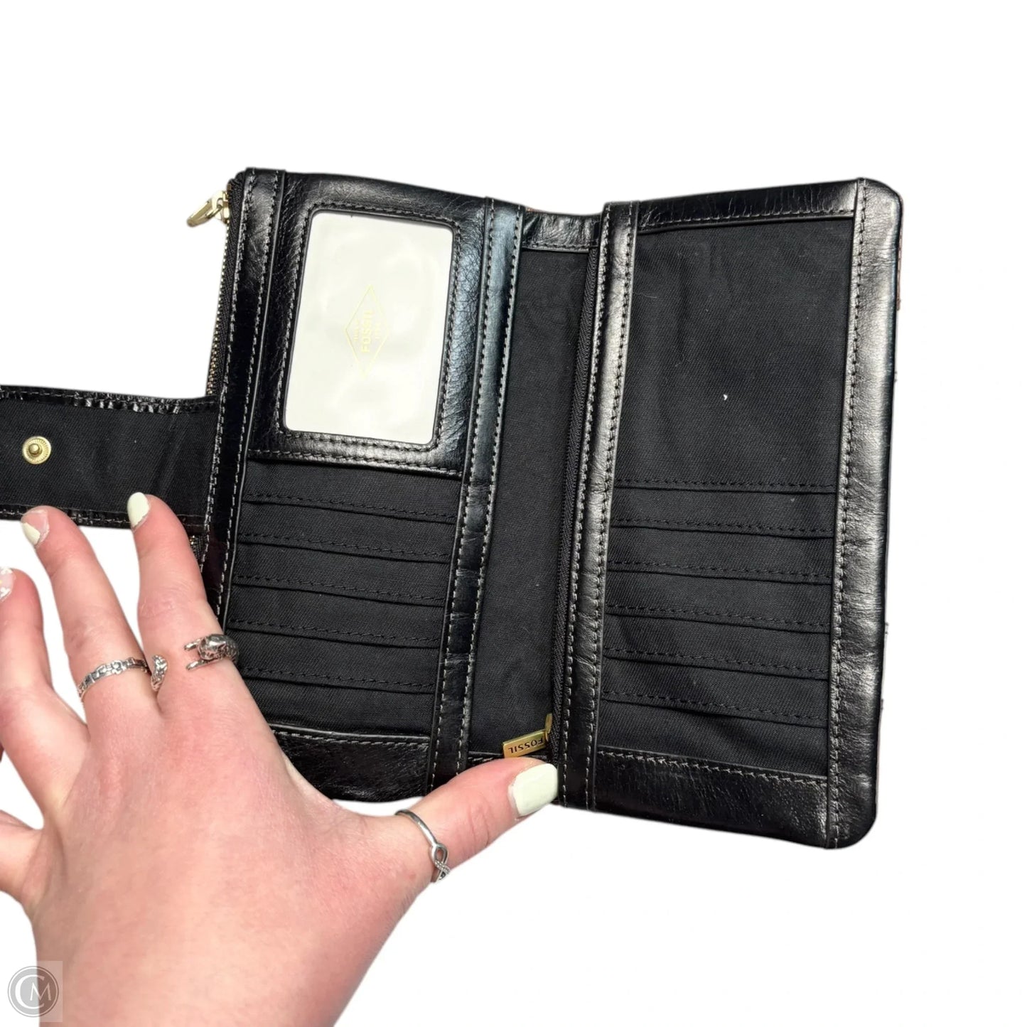 Wallet Leather By Fossil, Size: Medium