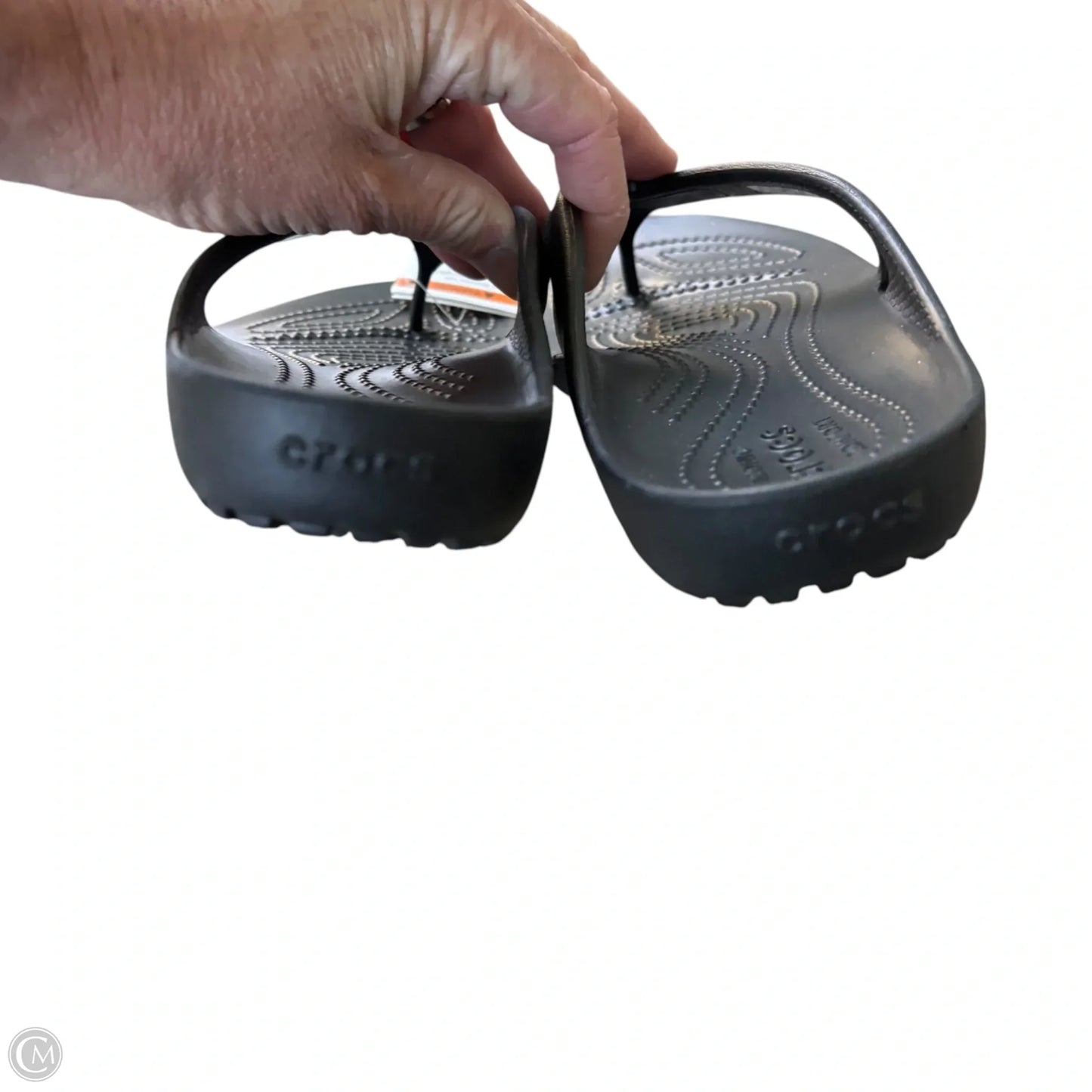 Sandals Flip Flops By Crocs In Black, Size: 7