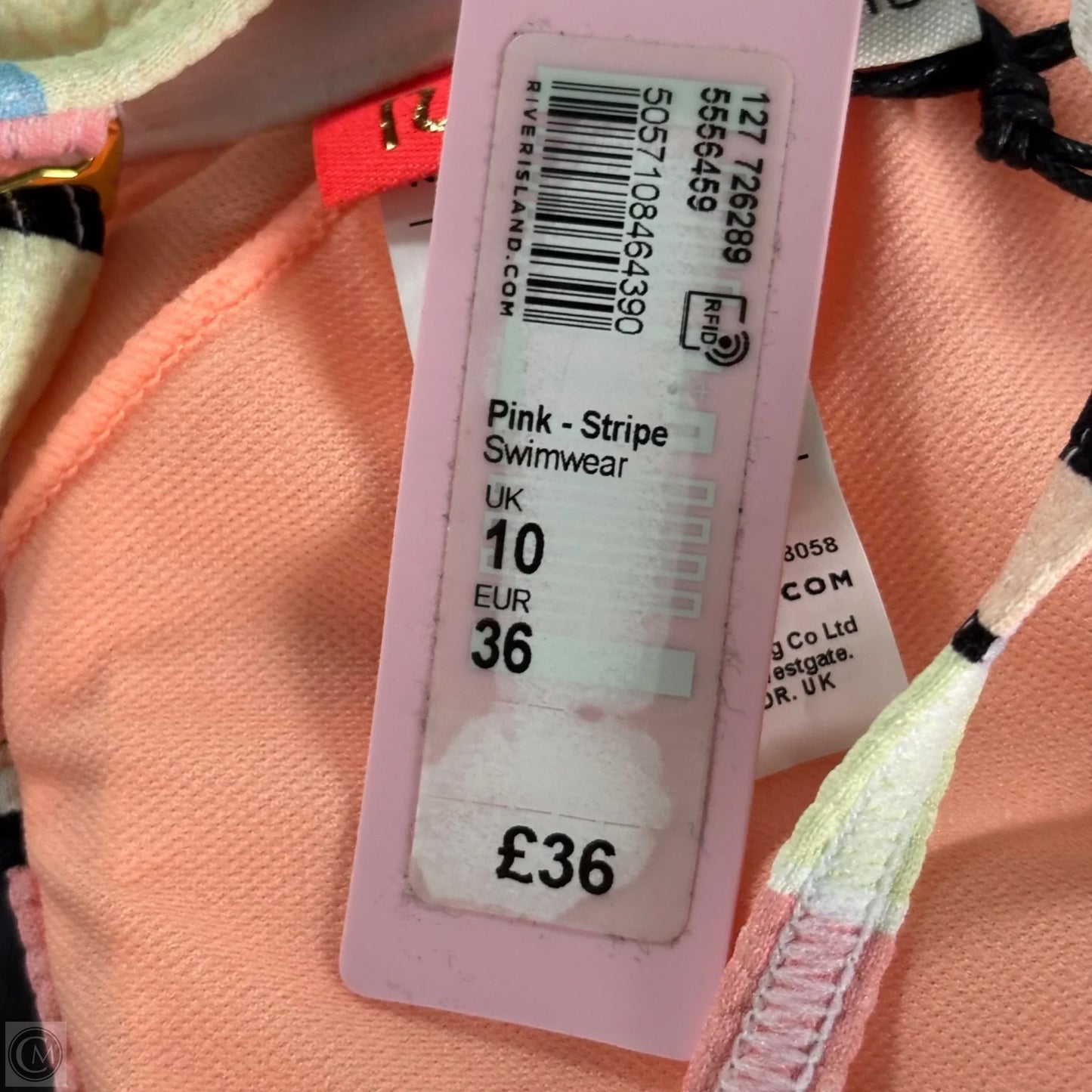 Swimsuit By River Island In Striped Pattern, Size: S