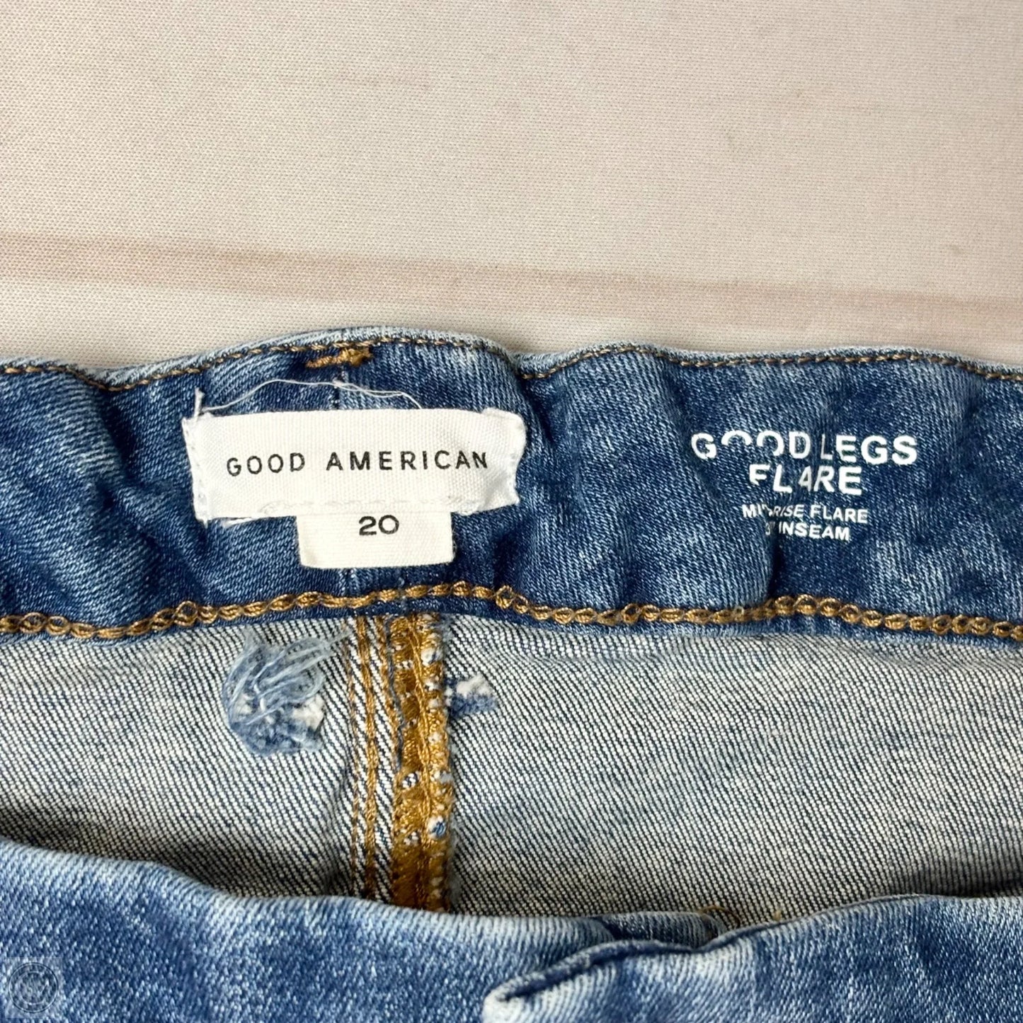 Jeans Flared By Good American In Blue Denim, Size: 20