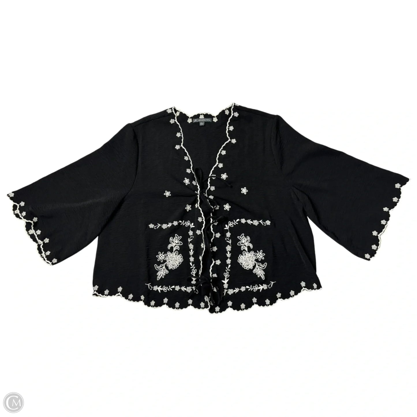 Top 3/4 Sleeve By Adrianna Papell In Black, Size: L