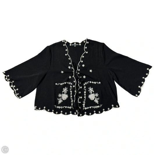 Top 3/4 Sleeve By Adrianna Papell In Black, Size: L