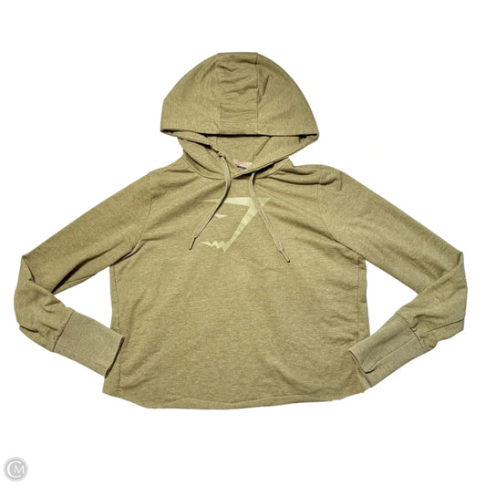 Athletic Top Long Sleeve Hoodie By Gym Shark In Green, Size: S