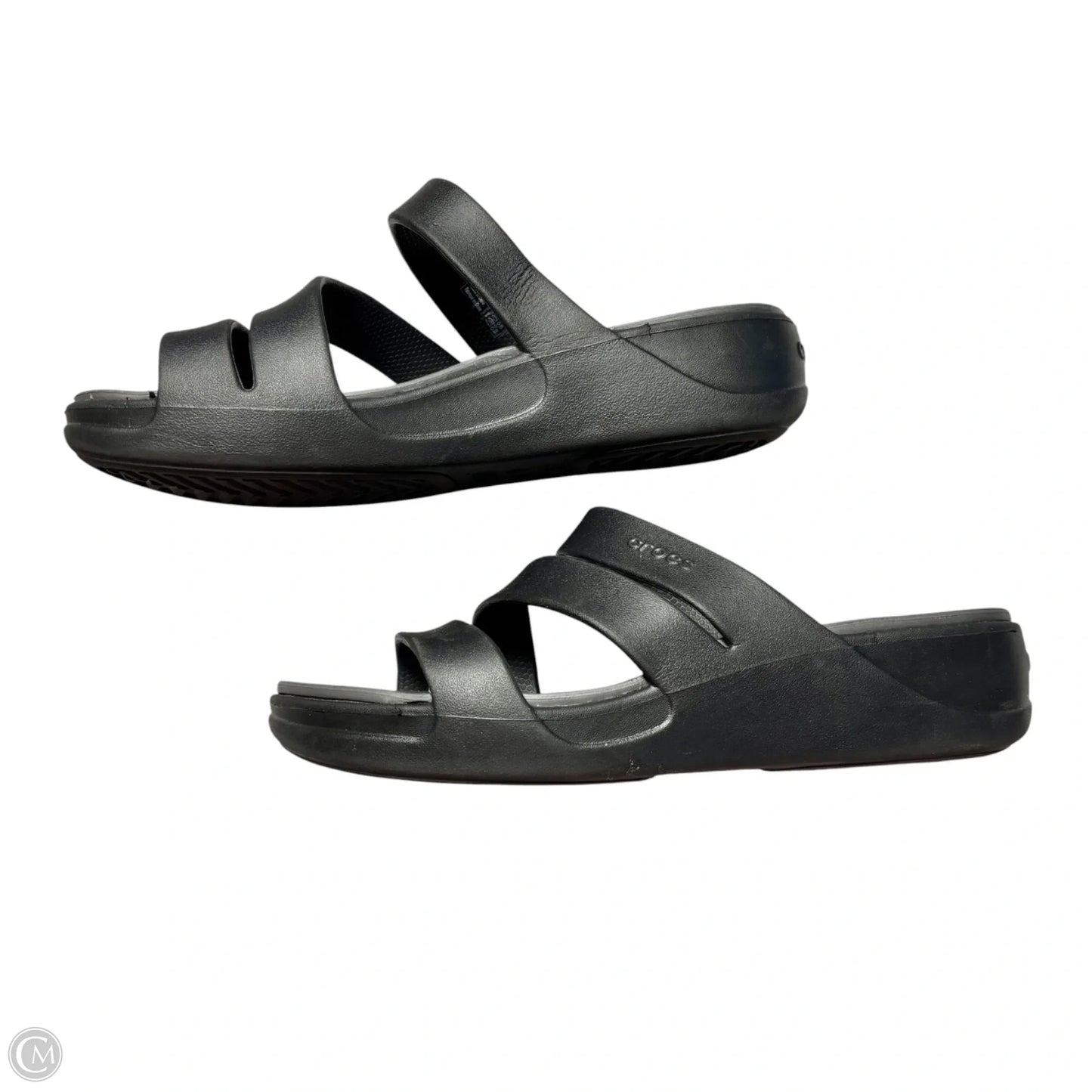 Sandals Heels Wedge By Crocs In Black, Size: 10