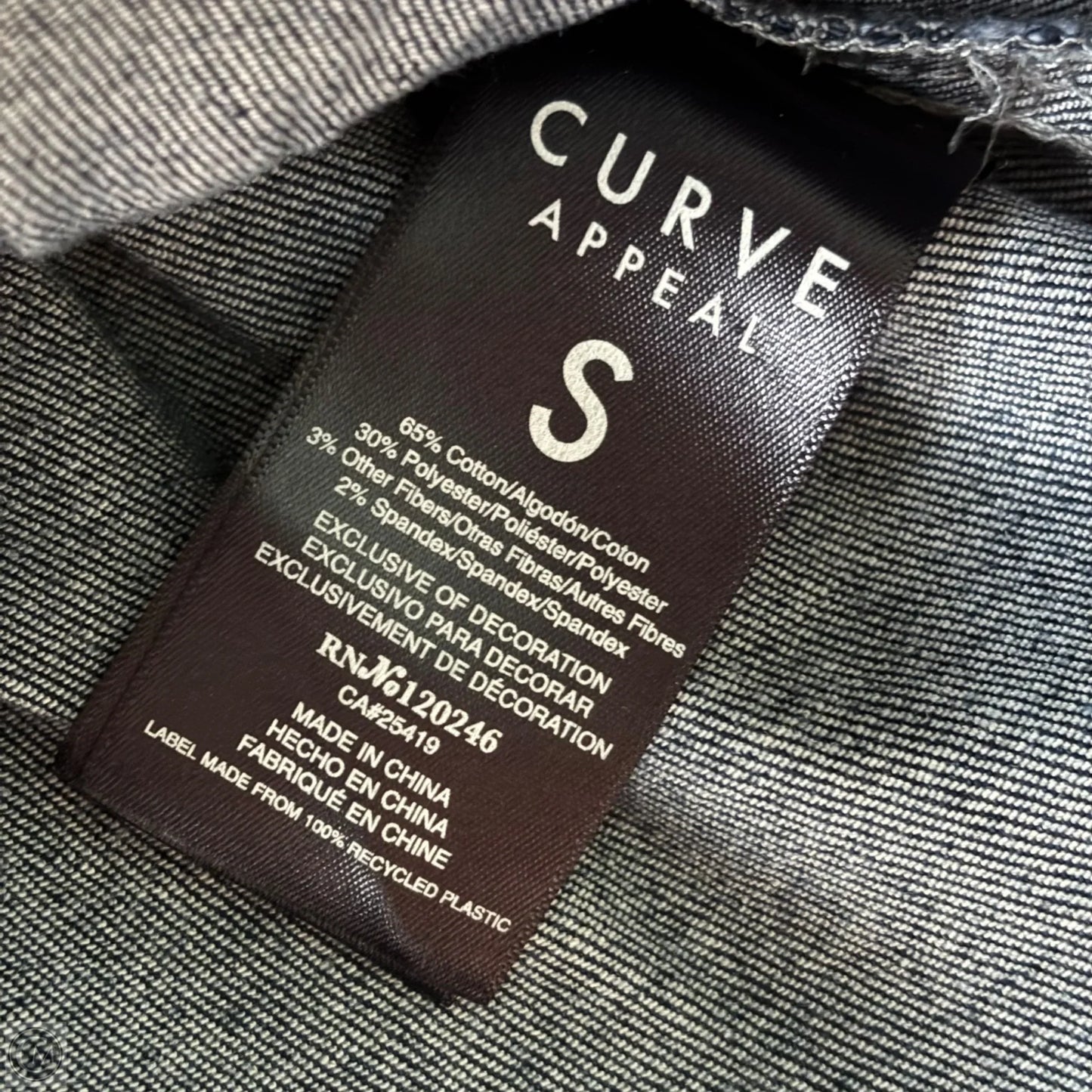 Jacket Denim By Curve Appeal In Blue Denim, Size: S