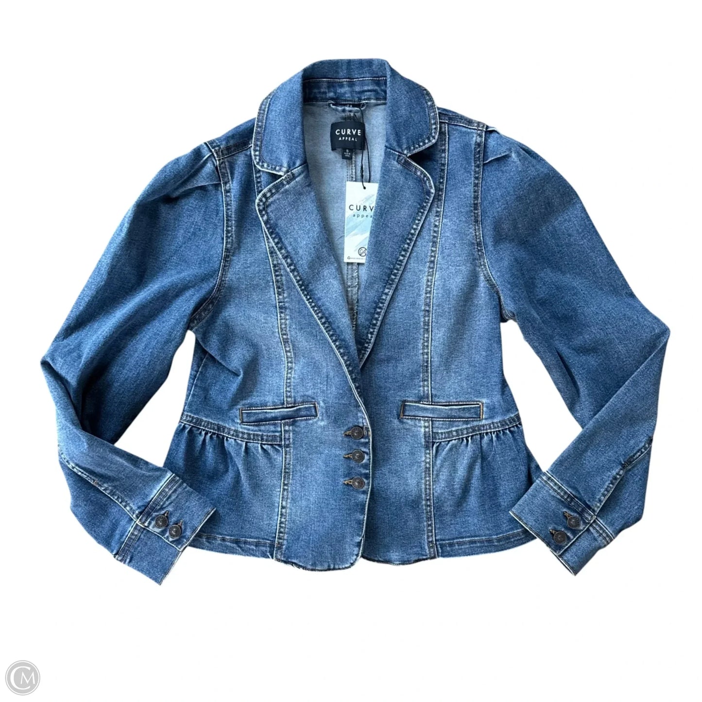 Jacket Denim By Curve Appeal In Blue Denim, Size: S