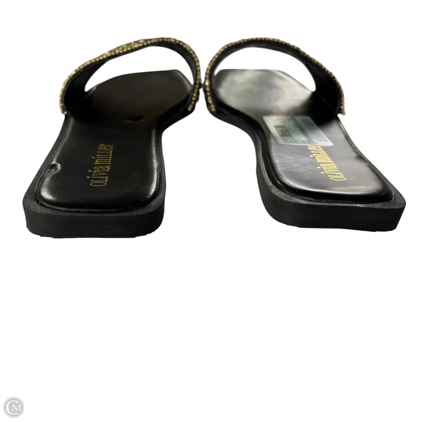 Sandals Flats By Olivia Miller In Black & Gold, Size: 8