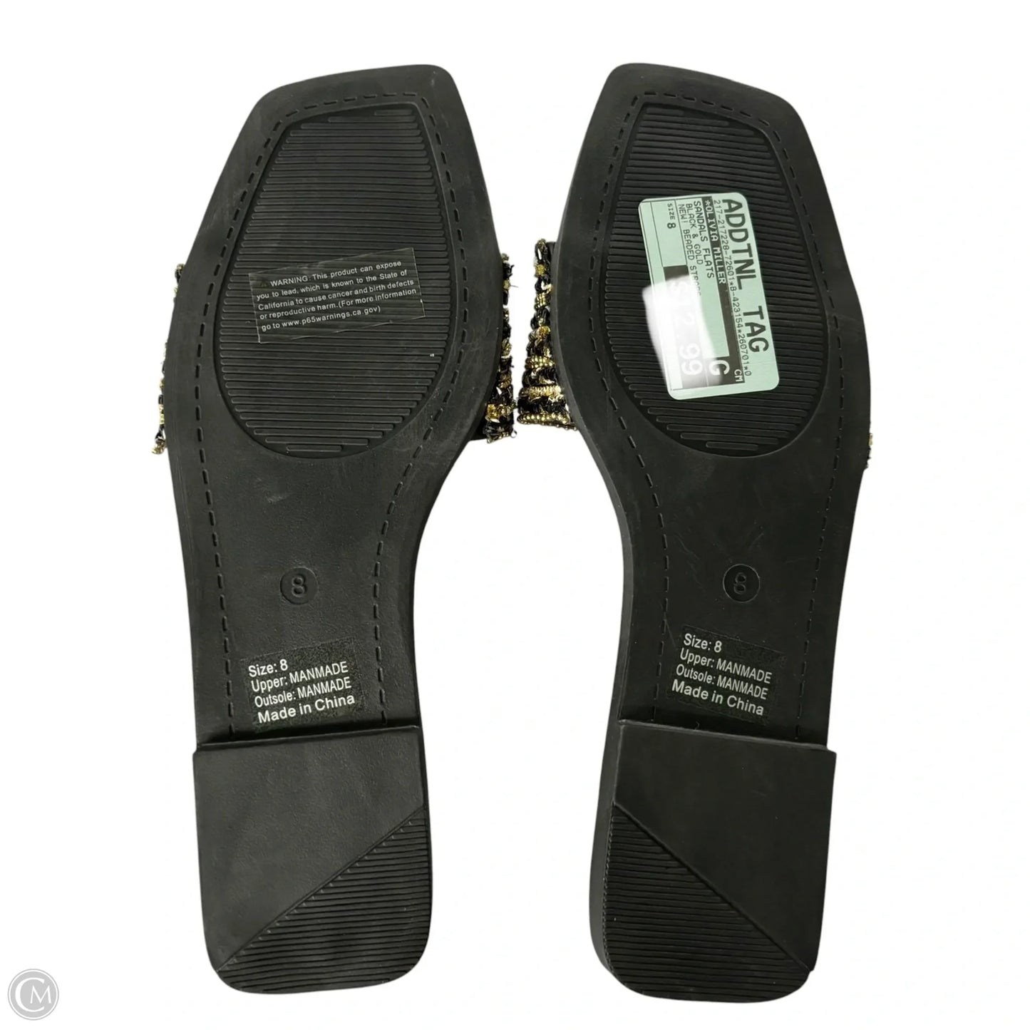 Sandals Flats By Olivia Miller In Black & Gold, Size: 8