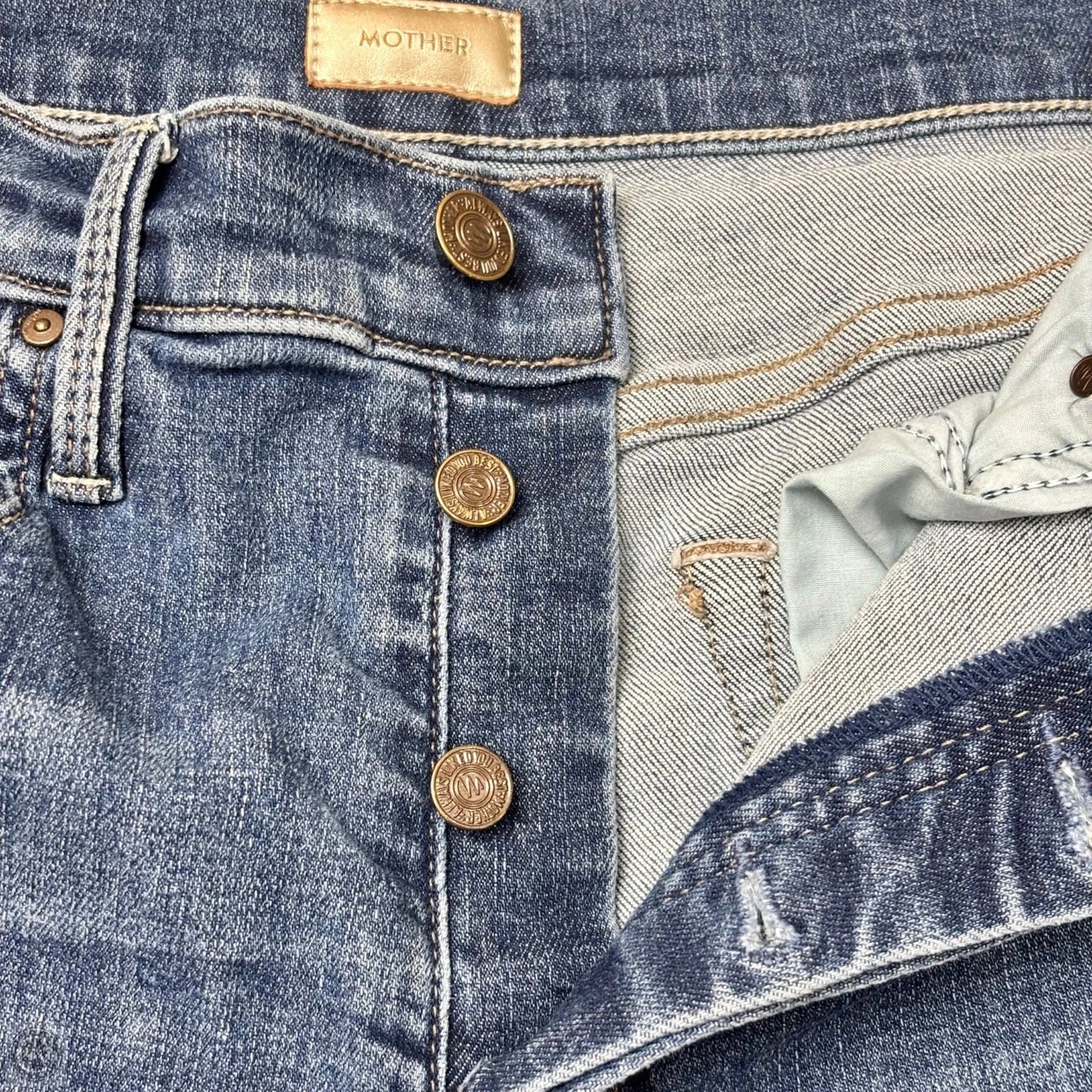 Jeans Straight By Mother In Blue Denim, Size: 8