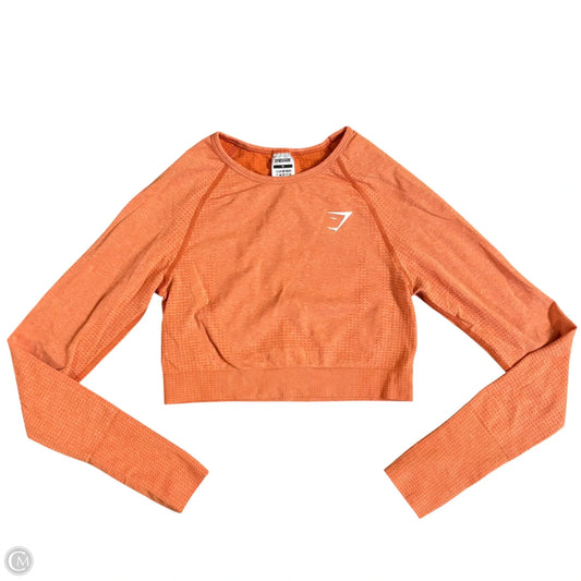 Athletic Top Long Sleeve Crewneck By Gym Shark In Orange, Size: M