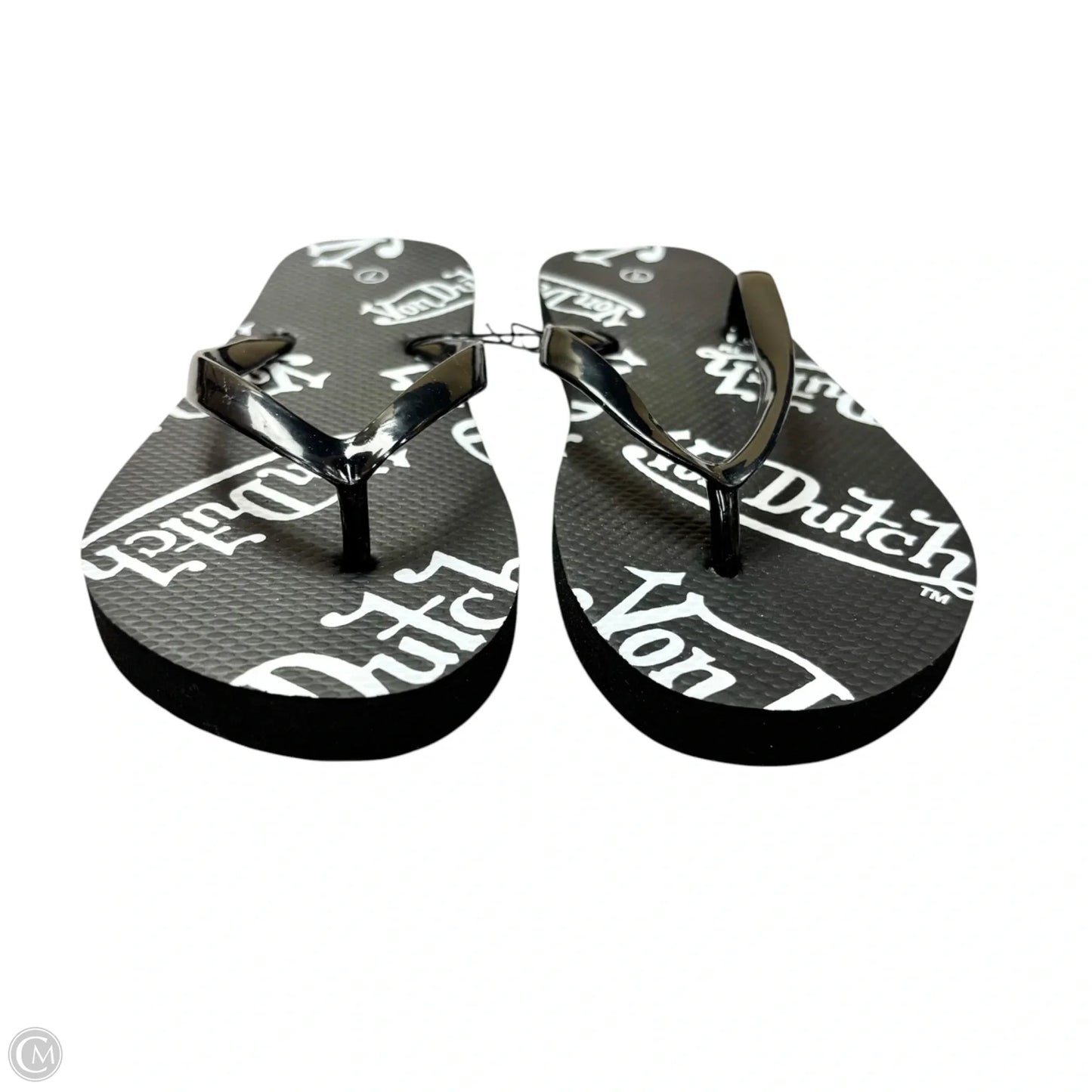Sandals Flip Flops By Von Dutch In Black & White, Size: 7
