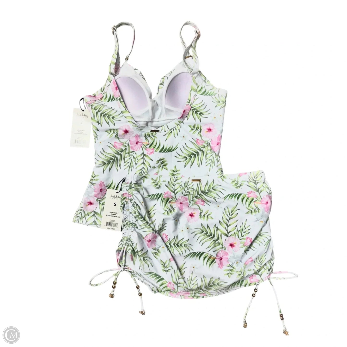 Swimsuit 2pc By Nicole Miller In Tropical Print, Size: S