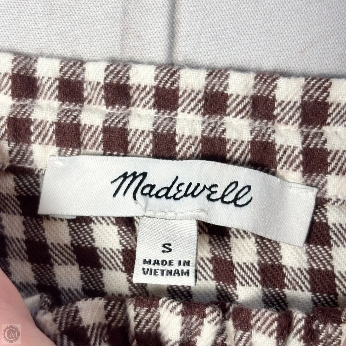 Top Long Sleeve By Madewell In Checkered Pattern, Size: S