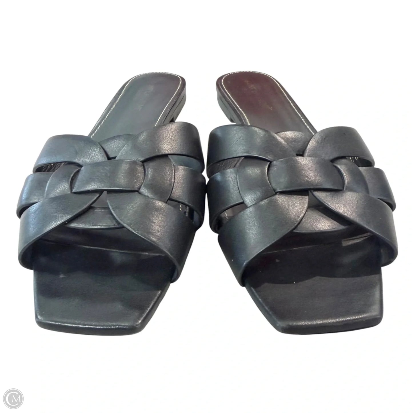 Sandals Luxury Designer By Yves Saint Laurent In Black, Size: 9.5