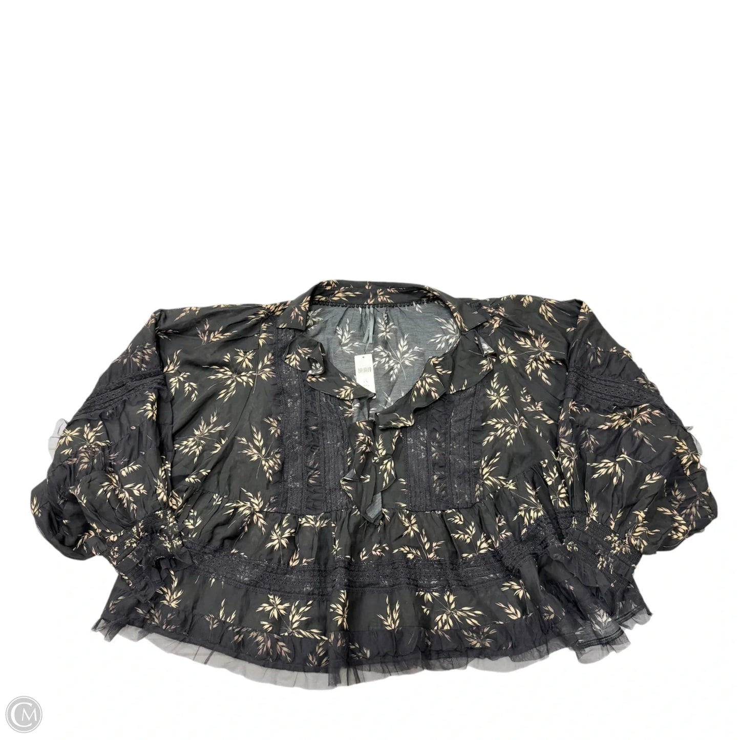 Top Long Sleeve By Anthropologie In Black & Tan, Size: 1x