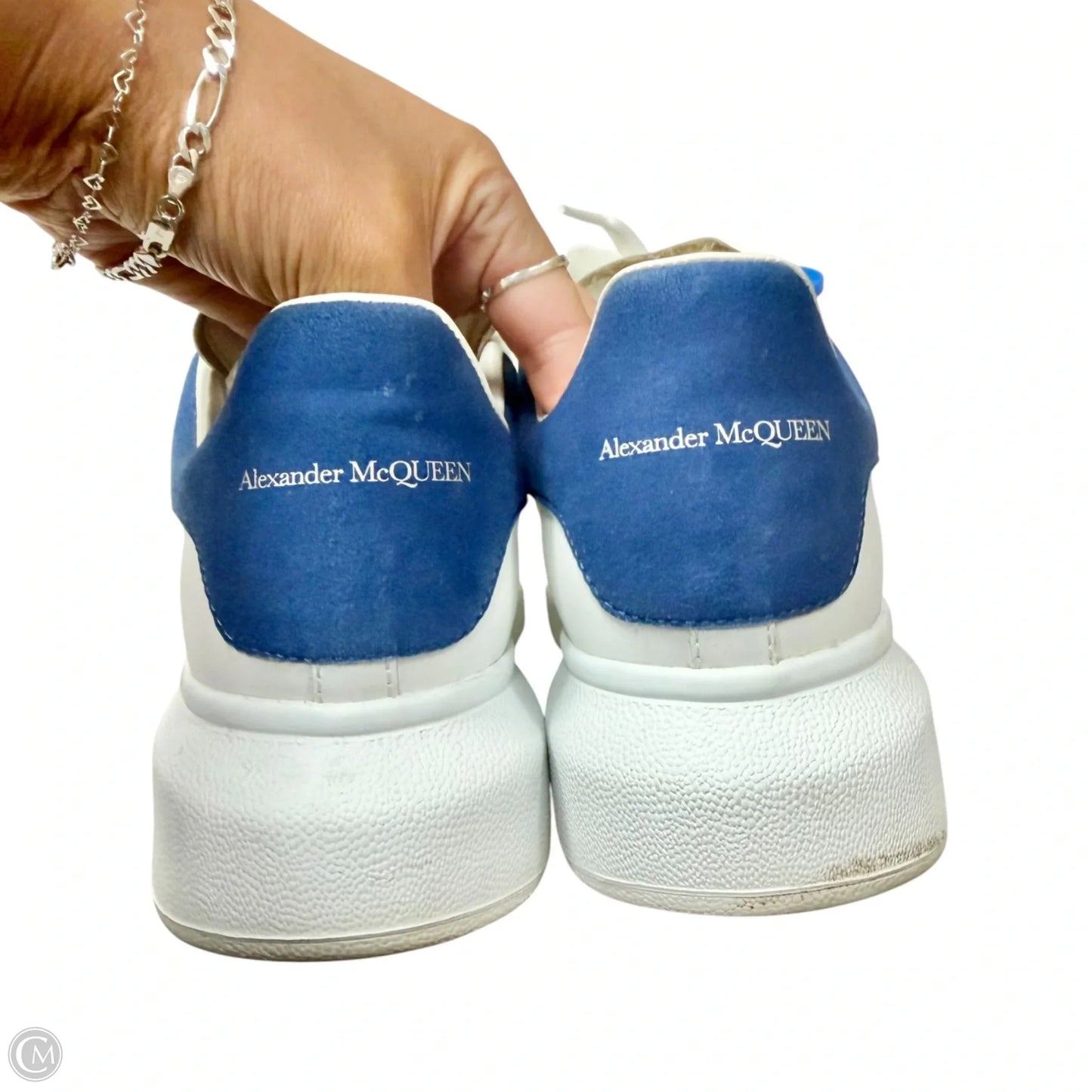 Shoes Luxury Designer By Alexander Mcqueen In Blue & White, Size: 7.5